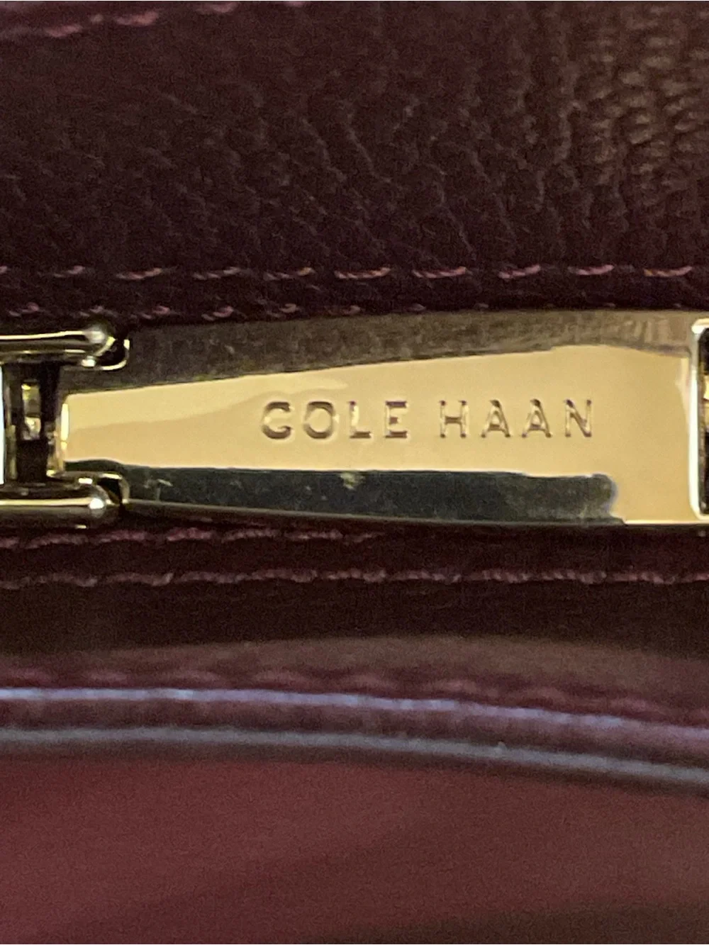 Cole Haan Grand Series Burgundy Pebbled Leather Shopper Tote NWOT